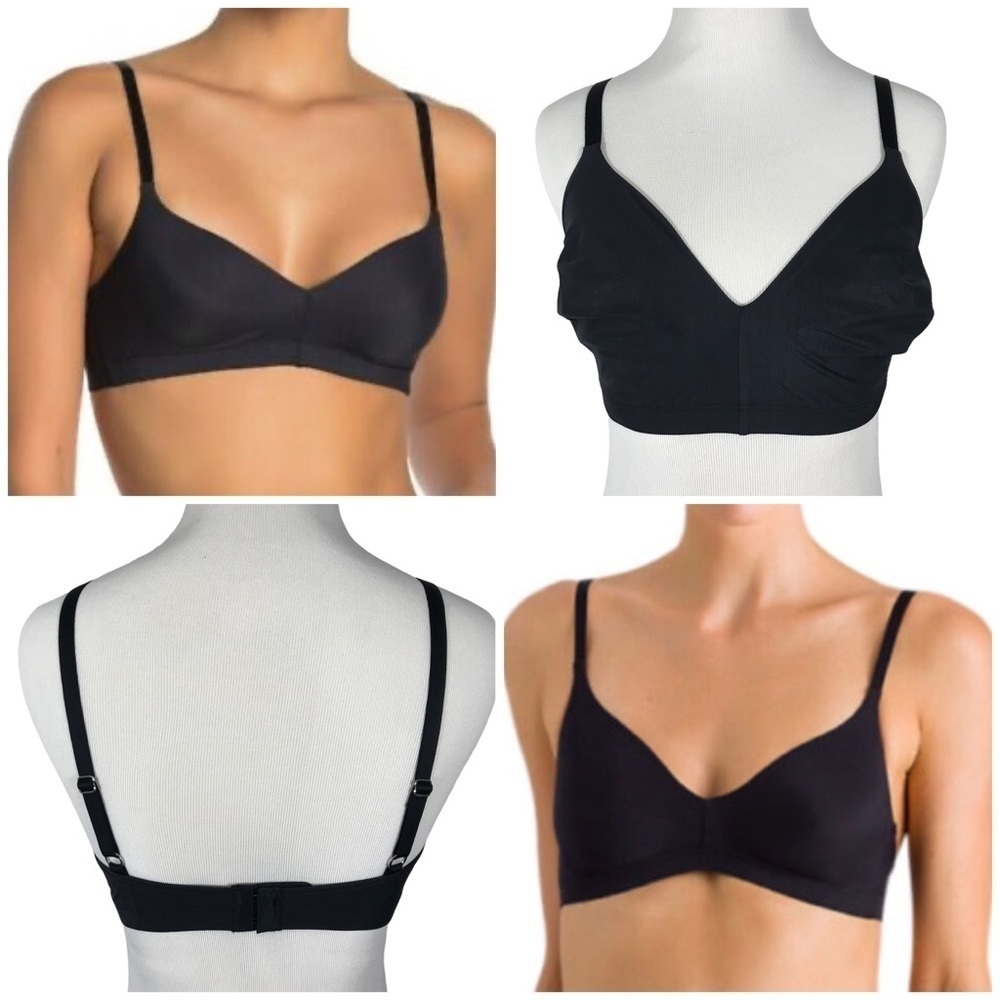 HANRO OF SWITZERLAND 1291 SMOOTH ILLUSION WIREFREE BRALETTE BLACK SIZE 38B